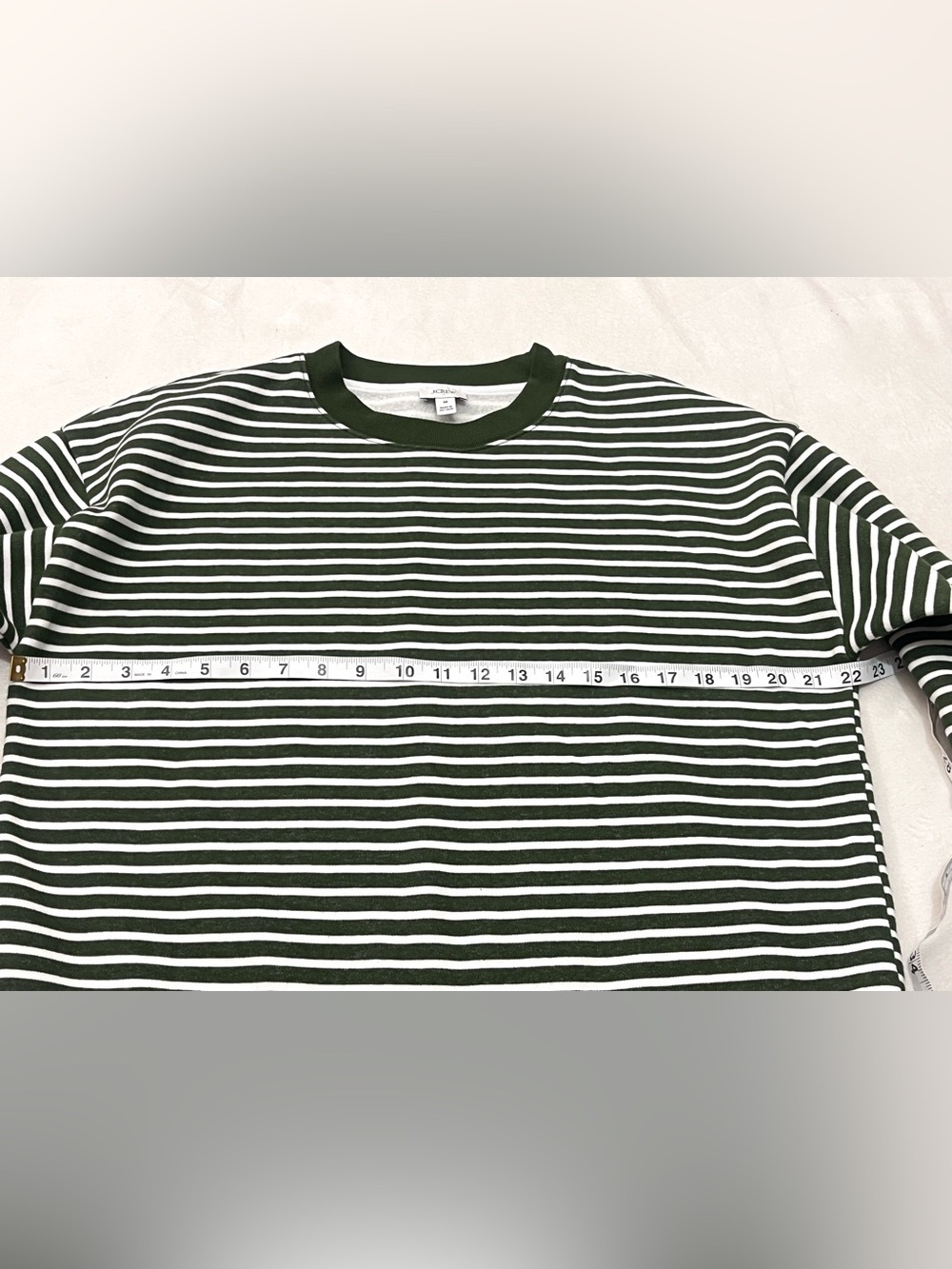 J.Crew Women's Striped Crewneck Sweater in Dark Green and White Size Medium - Picture 12 of 16